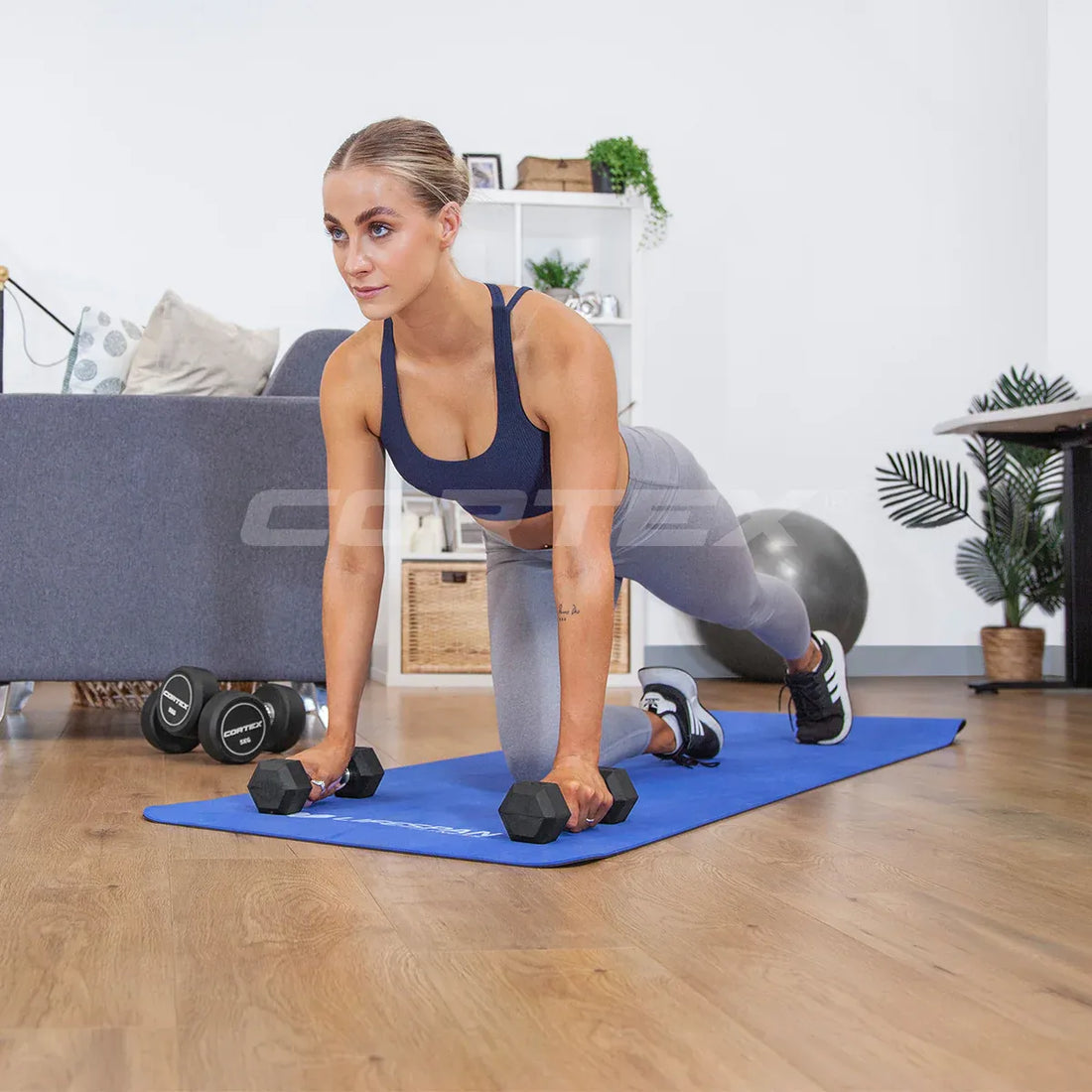 CORTEX 110kg Hex Dumbbell Set 1-10kg Pairs with Rack
