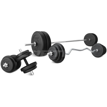 CORTEX 90kg Home Gym Weight Set with Barbell Dumbbell and Curl Bar