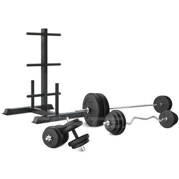 CORTEX 90kg Home Gym Weight Set with Weight Tree Stand
