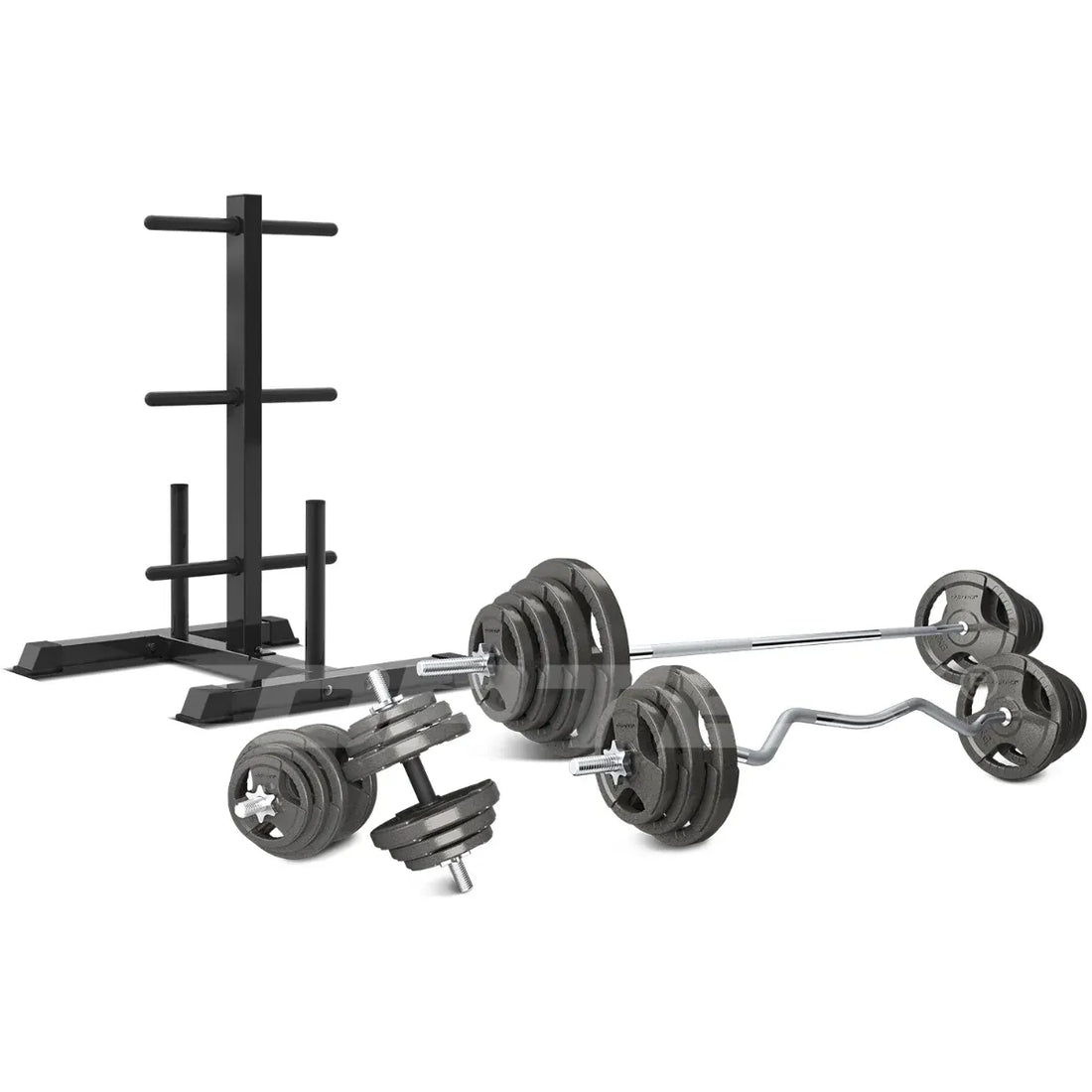 CORTEX 90kg Cast Iron Weight Set with Weight Tree Stand
