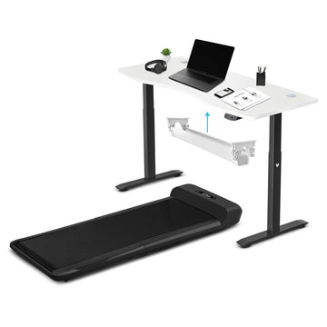 WalkingPad C2 Treadmill with ErgoDesk Standing Desk White Black