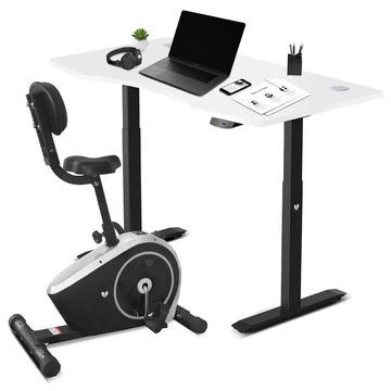 Exercise Bike with Standing Desk 150cm Adjustable Height White Black