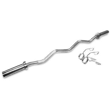 Cortex Olympic EZ Curl Bar 47-inch Chrome Spring Collars