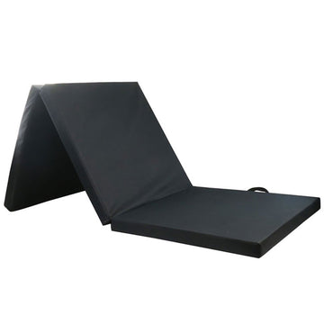 Vortaz Tri-Fold Exercise Mat 5cm Padding with Handles Black 180x60cm