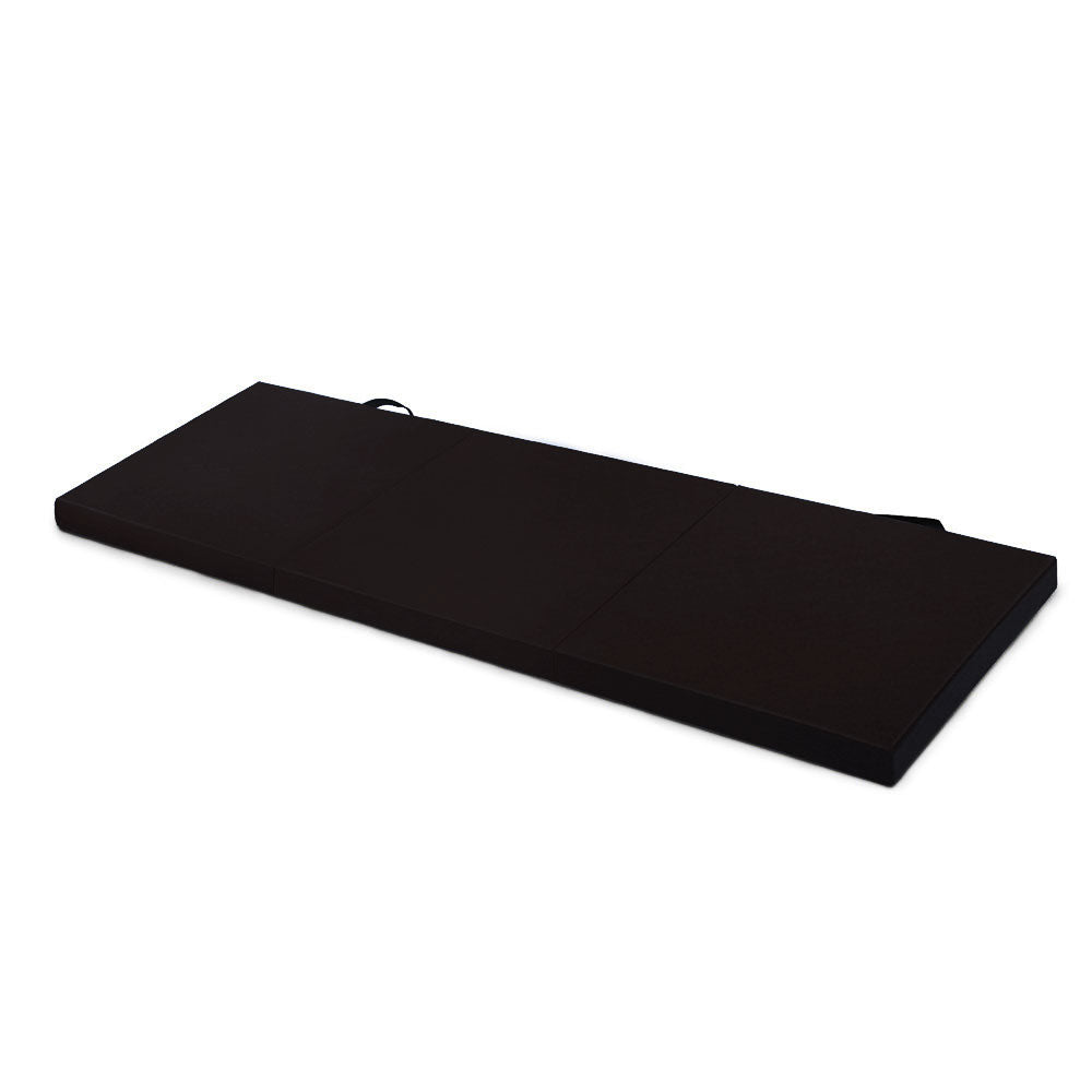Vortaz Tri-Fold Exercise Mat 5cm Padding with Handles Black 180x60cm