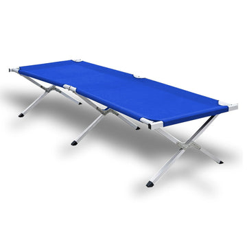 Folding Camping Stretcher Bed with Carry Bag Blue Aluminium