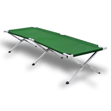 Folding Camping Stretcher Bed with Carry Bag Green Aluminium