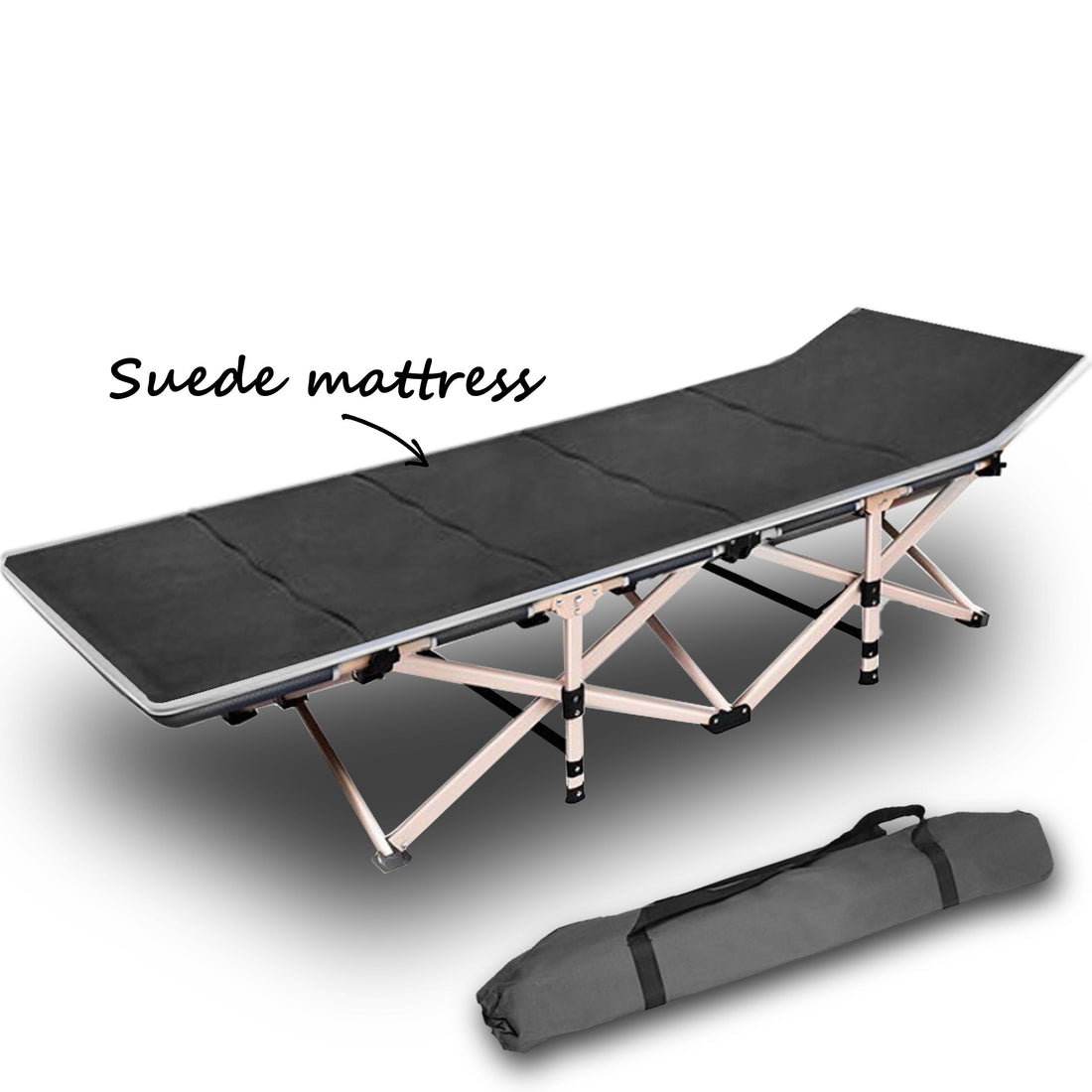 Portable Camping Stretcher Bed with Mattress Grey