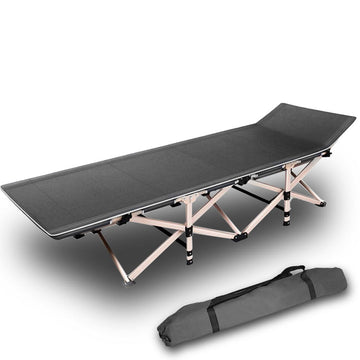 Portable Camping Stretcher Bed with Steel Frame Grey