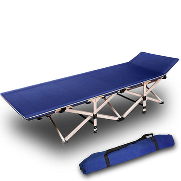 Portable Camping Stretcher Bed with Steel Frame Navy Blue