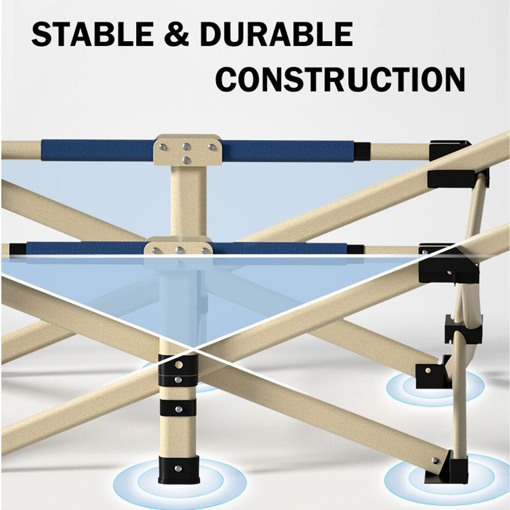 Portable Camping Stretcher Bed with Steel Frame Navy Blue