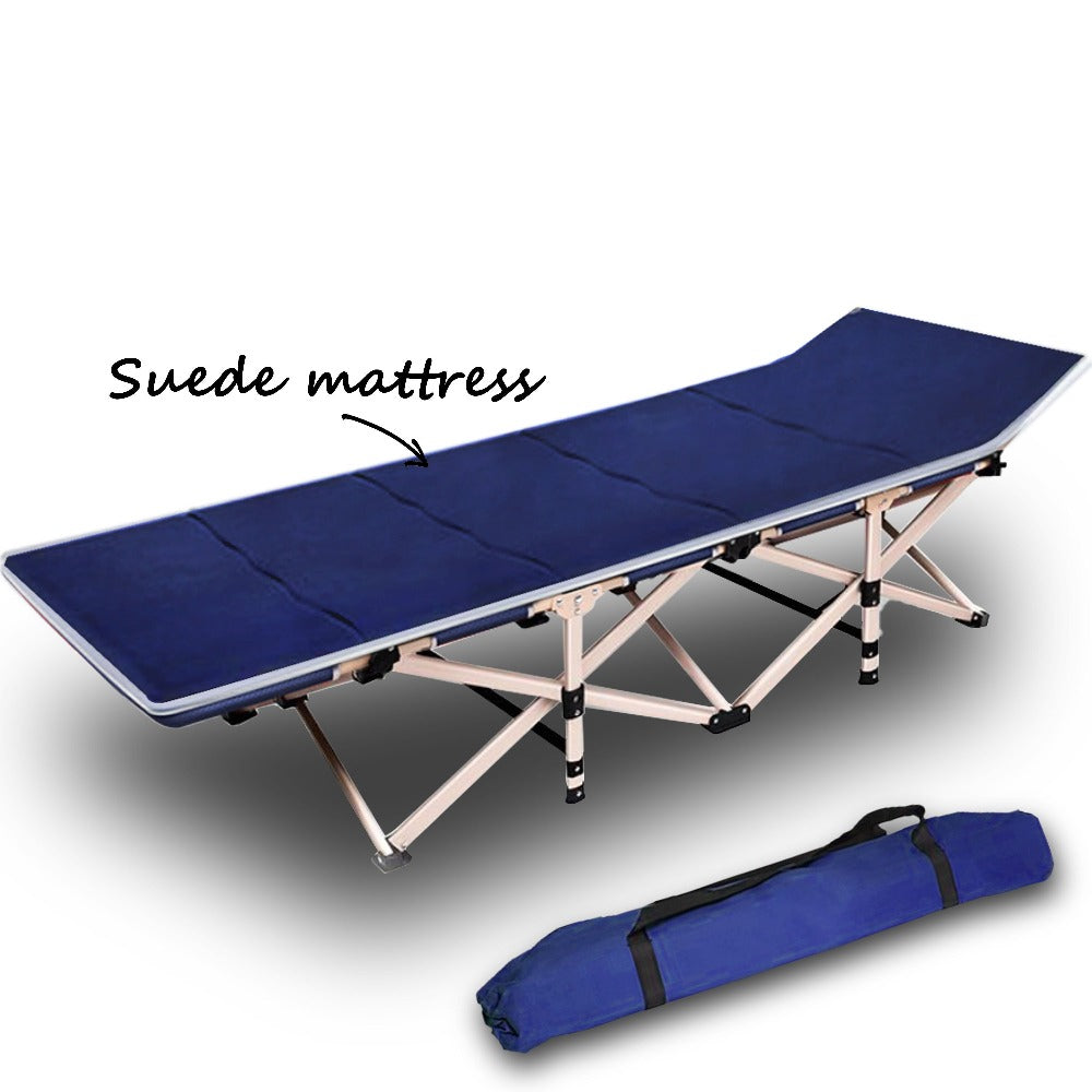 Portable Camping Stretcher Bed with Mattress Navy Blue