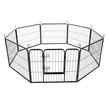 Best Heavy Duty Exercise Playpen 8 Panel 100cm Black Steel