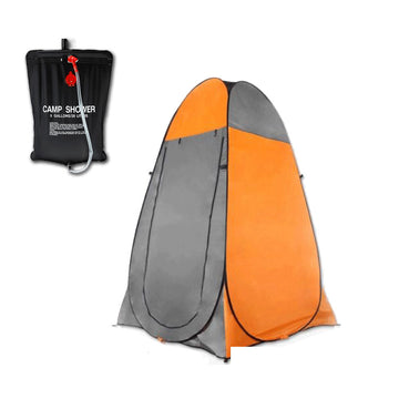 Pop Up Privacy Shower Tent with 20L Water Bag Camping Beach Portable Orange