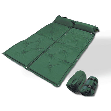 Self Inflating Mattress Double Camping 185cm with Pillow Green