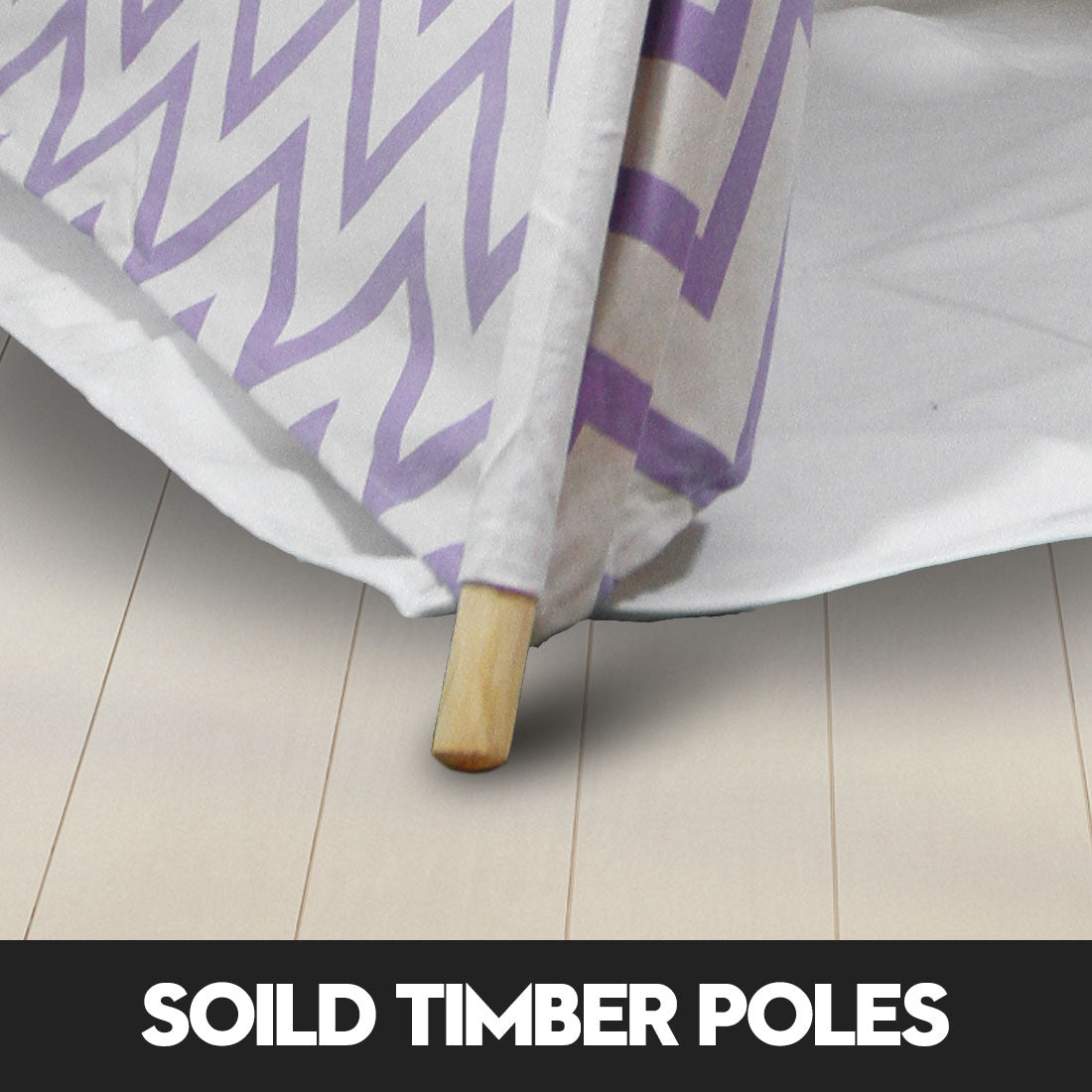 Giant Cotton Canvas Kids Teepee Tent with Floor Mat Purple