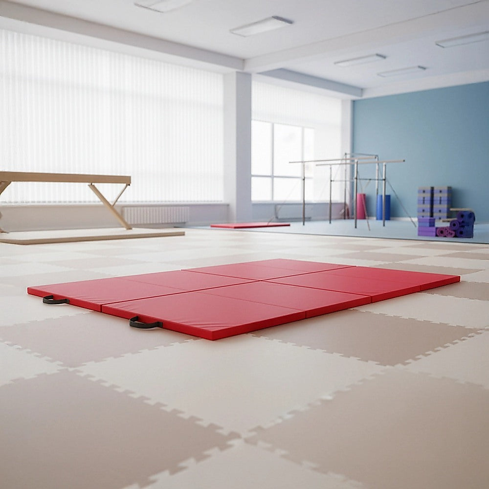 Vortaz Folding Exercise Mat 240x122x4cm Red Vinyl 8-Section