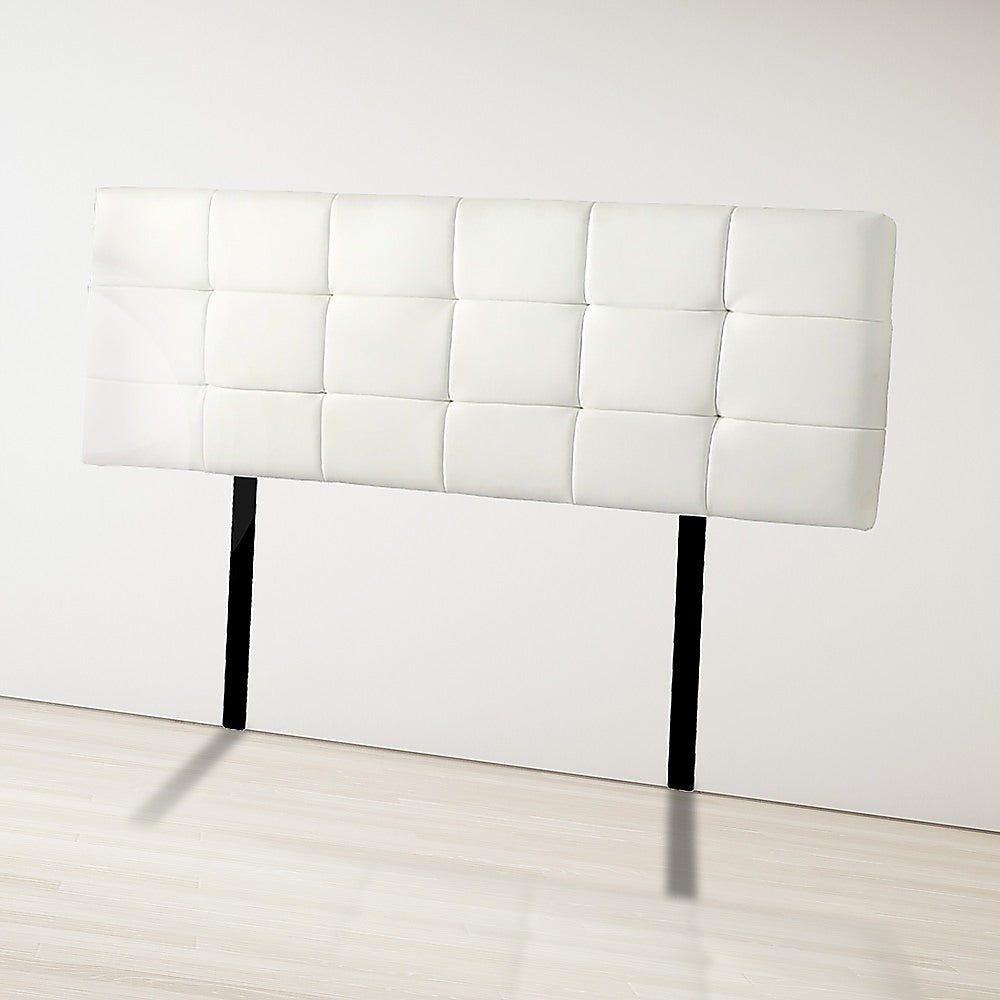 Designer Tufted PU Leather Queen Bedhead White