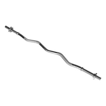 Solid Steel EZ Curl Barbell Chrome Weightlifting Bar 120cm