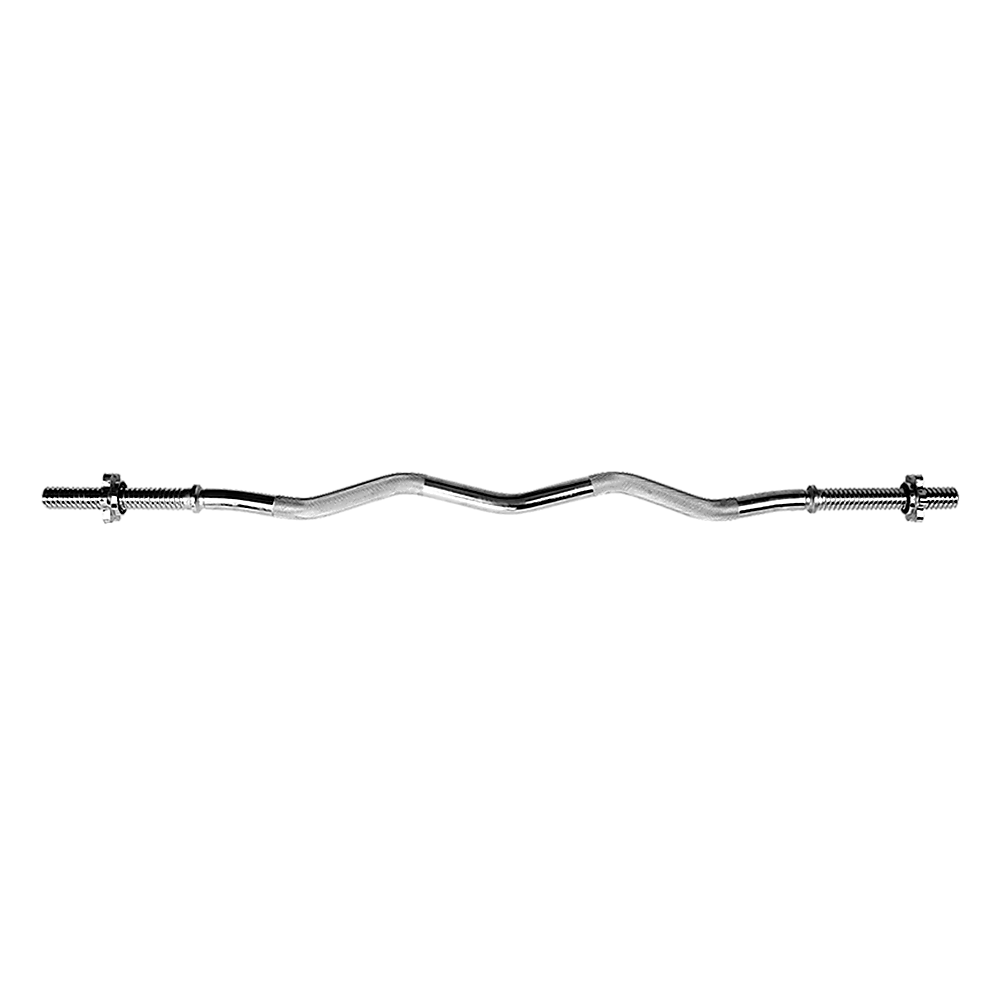 Solid Steel EZ Curl Barbell Chrome Weightlifting Bar 120cm