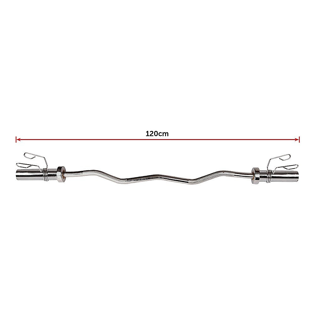 Chrome Olympic EZ Curl Bar Home Gym Weightlifting Barbell 120cm