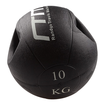Double Handled Rubber Medicine Ball 10kg Core Training Black