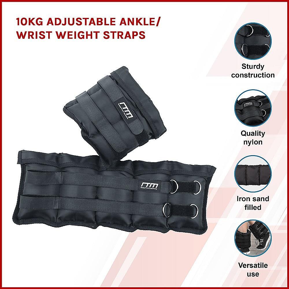 Adjustable Ankle and Wrist Weight Straps 10kg Heavy Duty Nylon