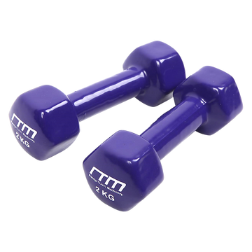 2kg PVC Coated Dumbbell Pair Hexagonal Cast Iron Hand Weights