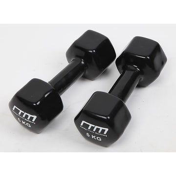 5kg PVC Coated Dumbbell Pair Hexagonal Cast Iron Hand Weights