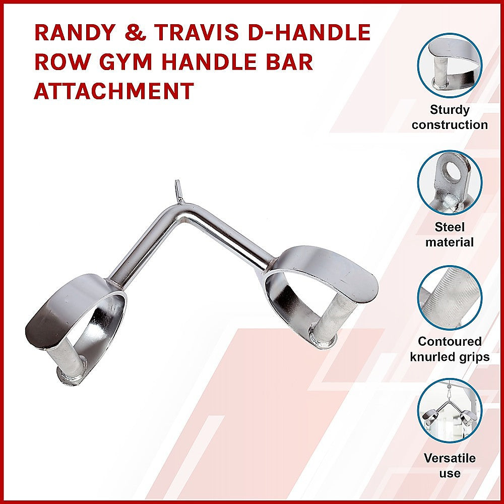 Randy & Travis D-Handle Row Gym Cable Bar Heavy Duty Steel