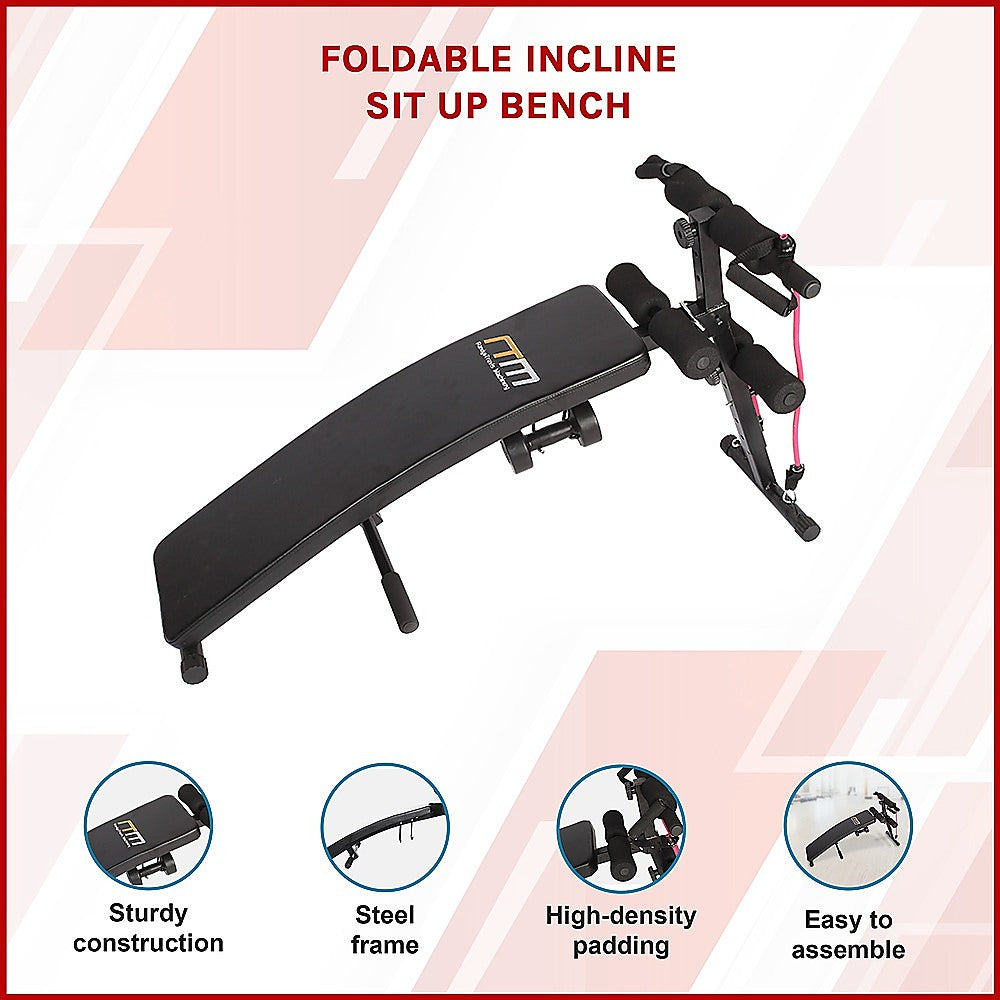 Foldable Incline Sit Up Bench Ab Workout Station 110kg Capacity