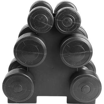 Vinyl Dumbbell Set 12kg with Storage Rack Home Gym Training