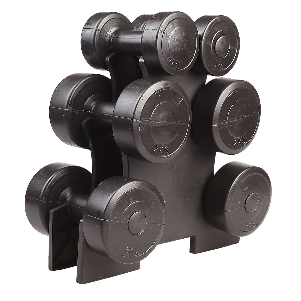 Vinyl Dumbbell Set 12kg with Storage Rack Home Gym Training