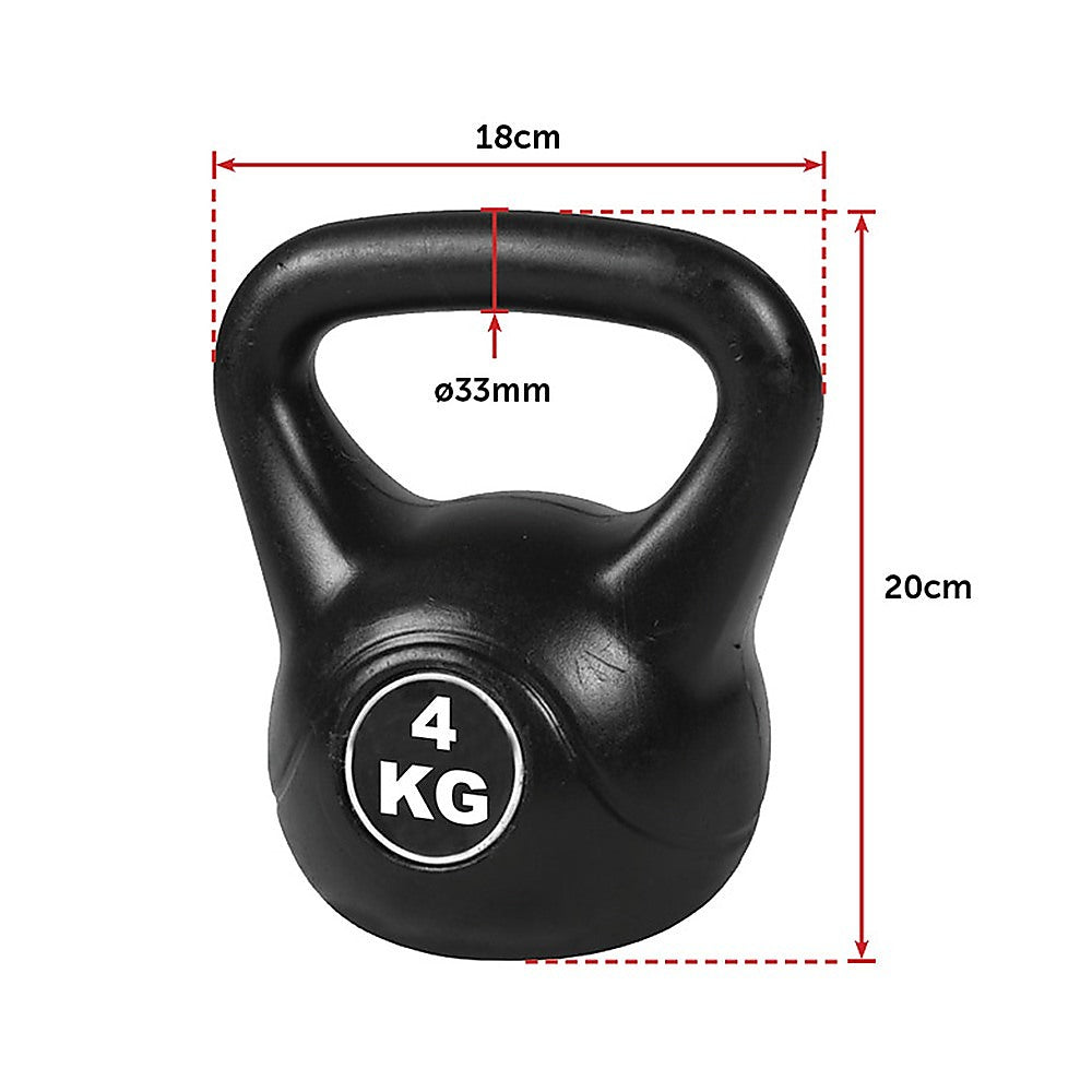 4-Piece Kettlebell Weight Set Cast Iron 2kg-8kg Home Gym