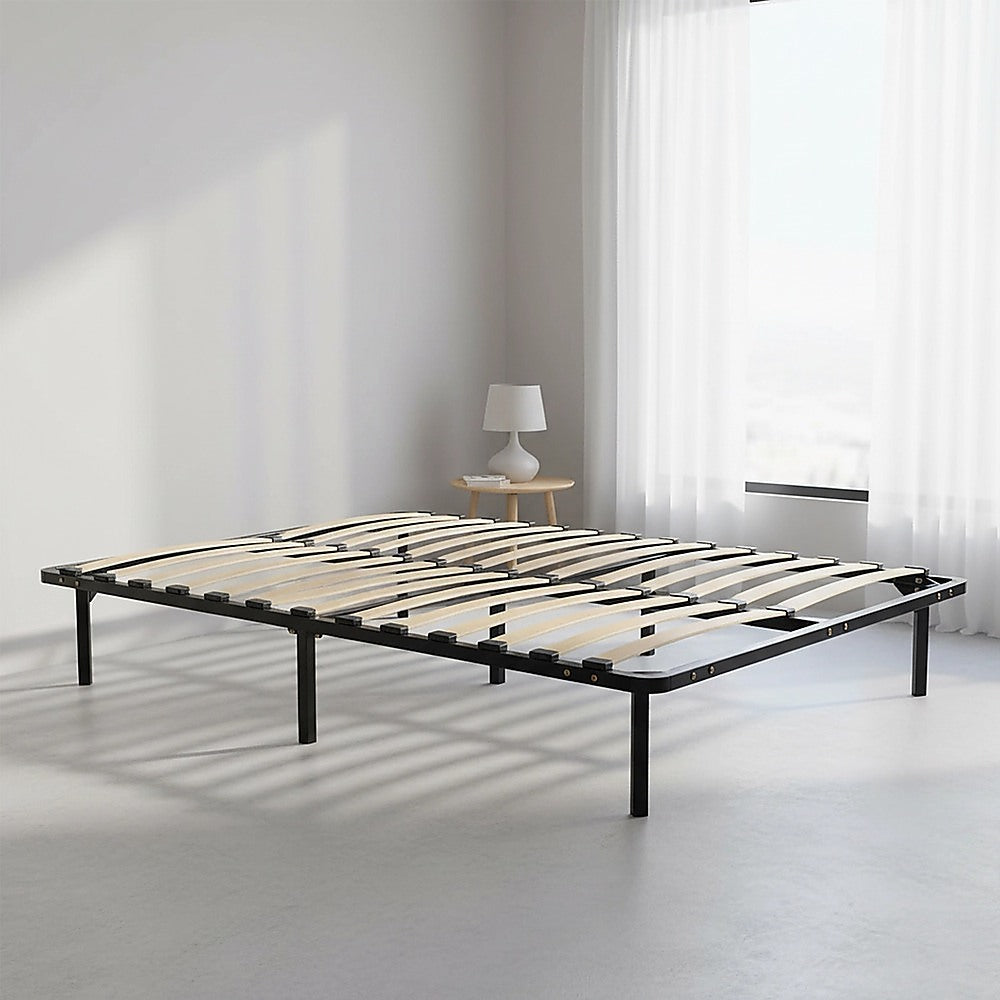 Salvatore Angelotti Steel Bed Frame Double with Wooden Slats 137 x 187cm