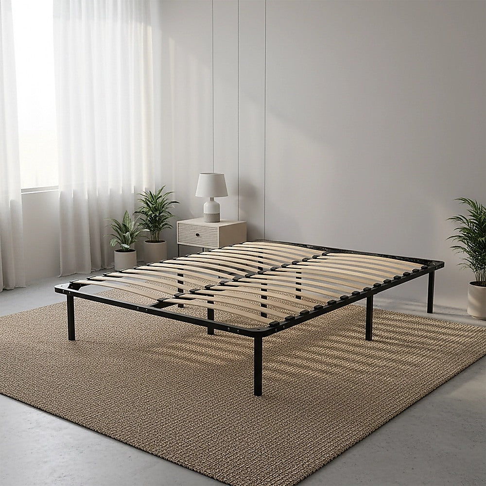 Salvatore Angelotti Steel Bed Frame Queen with Wooden Slats 153 x 203cm