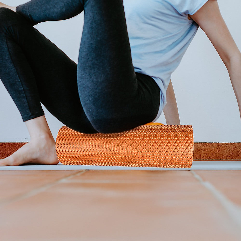 High-Density EVA Foam Roller 45x15cm Orange for Yoga and Physio