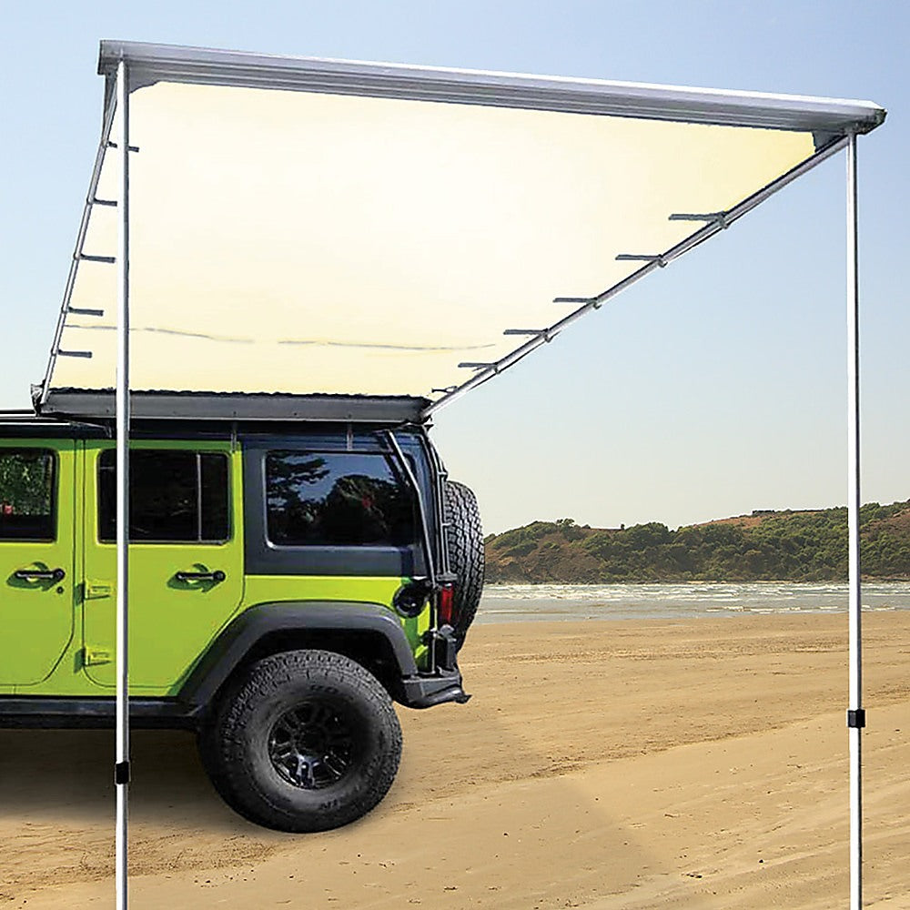 Car Side Awning Roof 1.4x2M Weatherproof 420D Oxford Canvas Beige