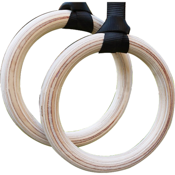 Birch Wood Gymnastic Rings with Straps Adjustable 235mm