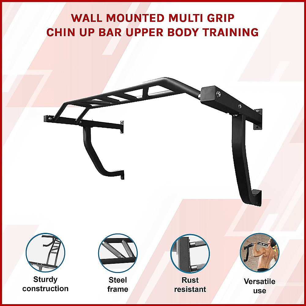 Randy Travis Machinery Wall Mount Chin Up Bar Multi-Grip 250kg
