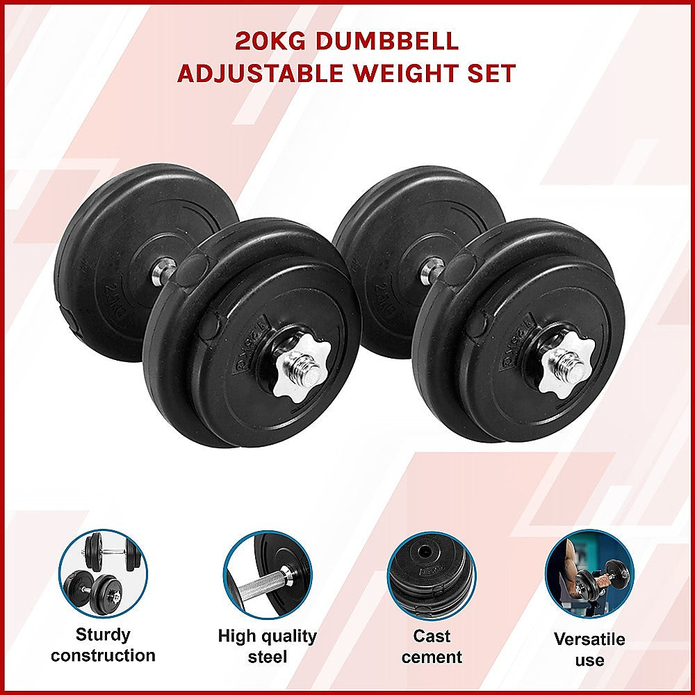 Randy Travis Machinery Adjustable 20kg Dumbbell Set Steel Bars