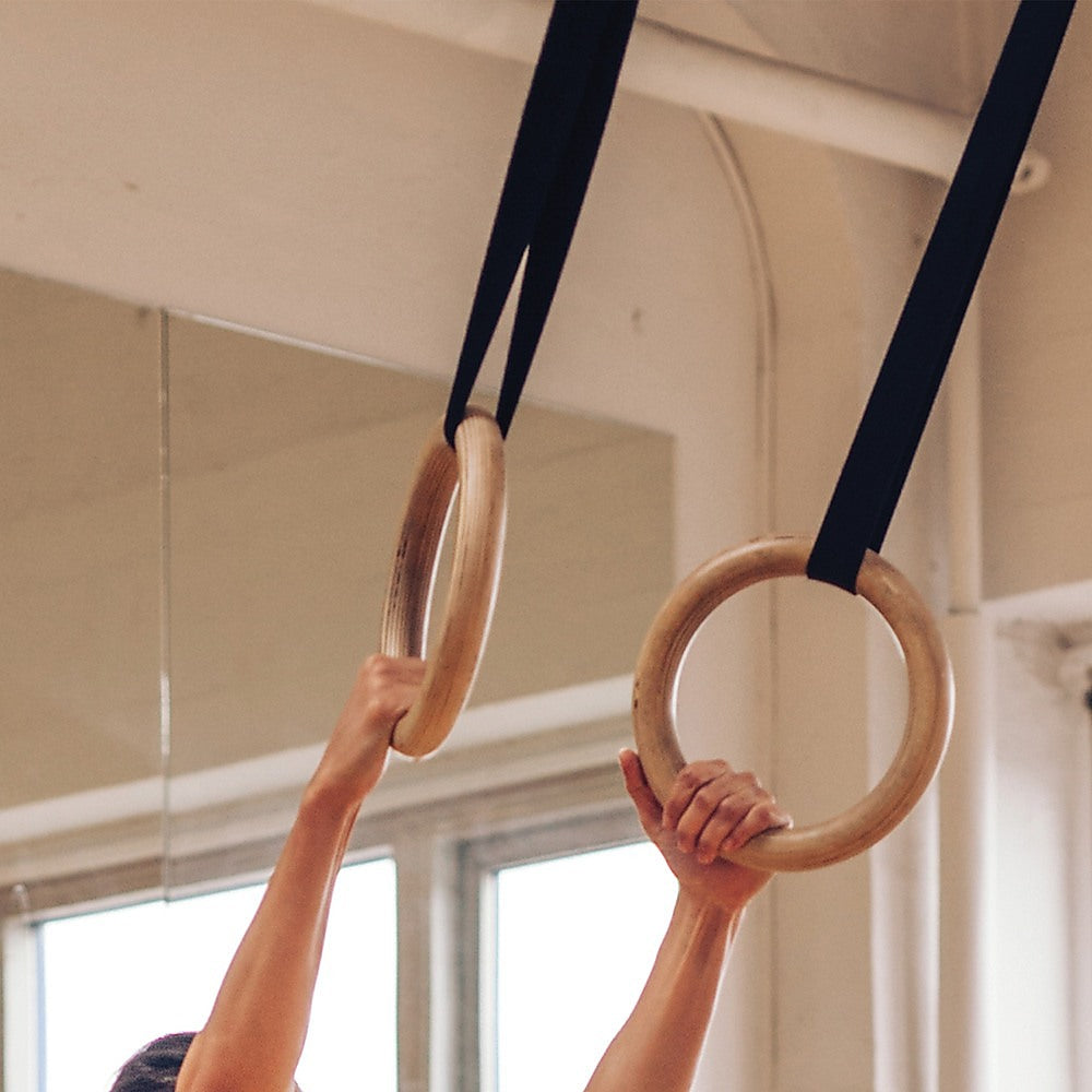 Randy Travis Machinery Wooden Gymnastic Rings 202mm with Straps