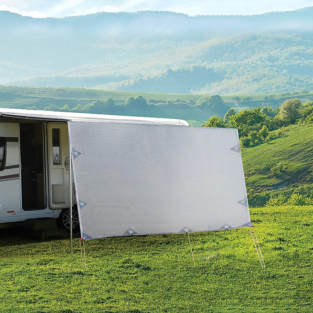 Barlioche Caravan Privacy Screen Awning 4.3x1.8m Grey UV Water Resistant