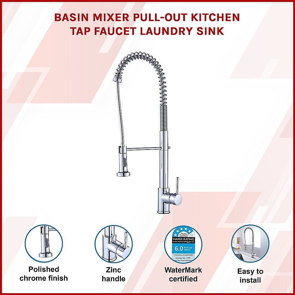 Della Francesca Pull-Out Kitchen Mixer Tap WELS 5 Star Chrome