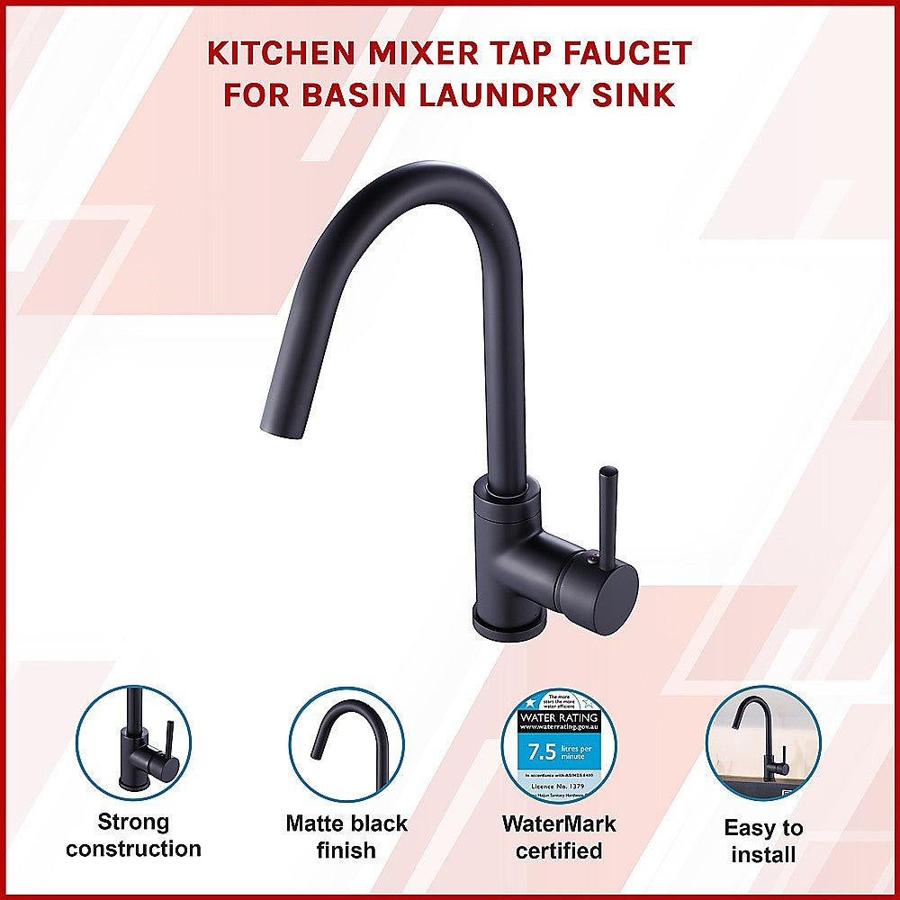 Della Francesca Modern Basin Mixer Tap Black