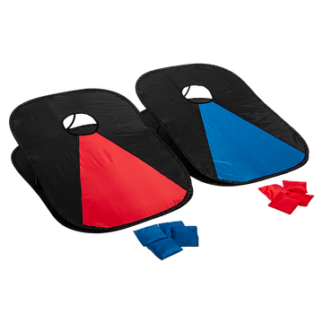 Portable Collapsible Cornhole Board Set with 8 Bean Bags Blue Red