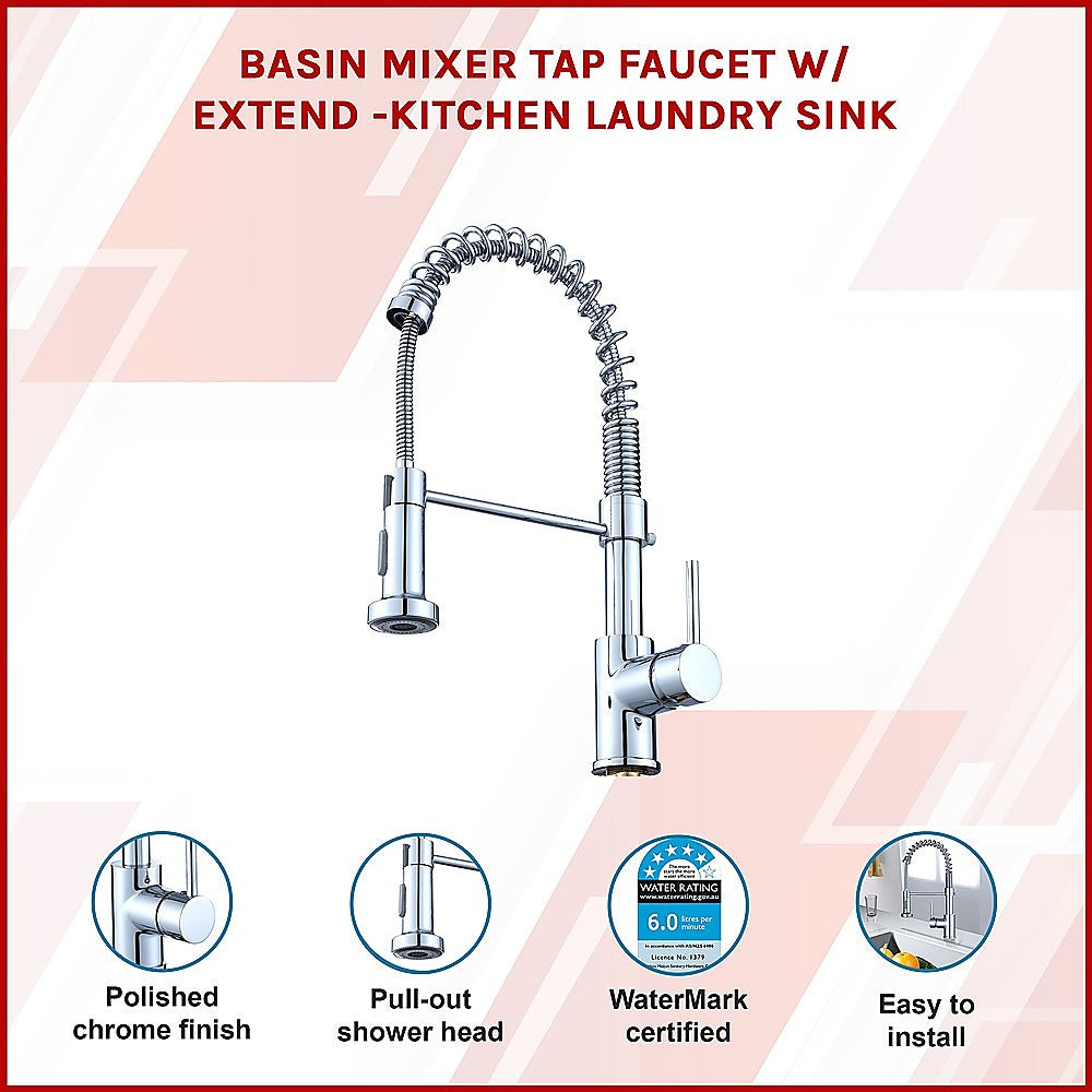 Della Francesca Pull-Out Kitchen Mixer Tap WELS 5 Star Chrome