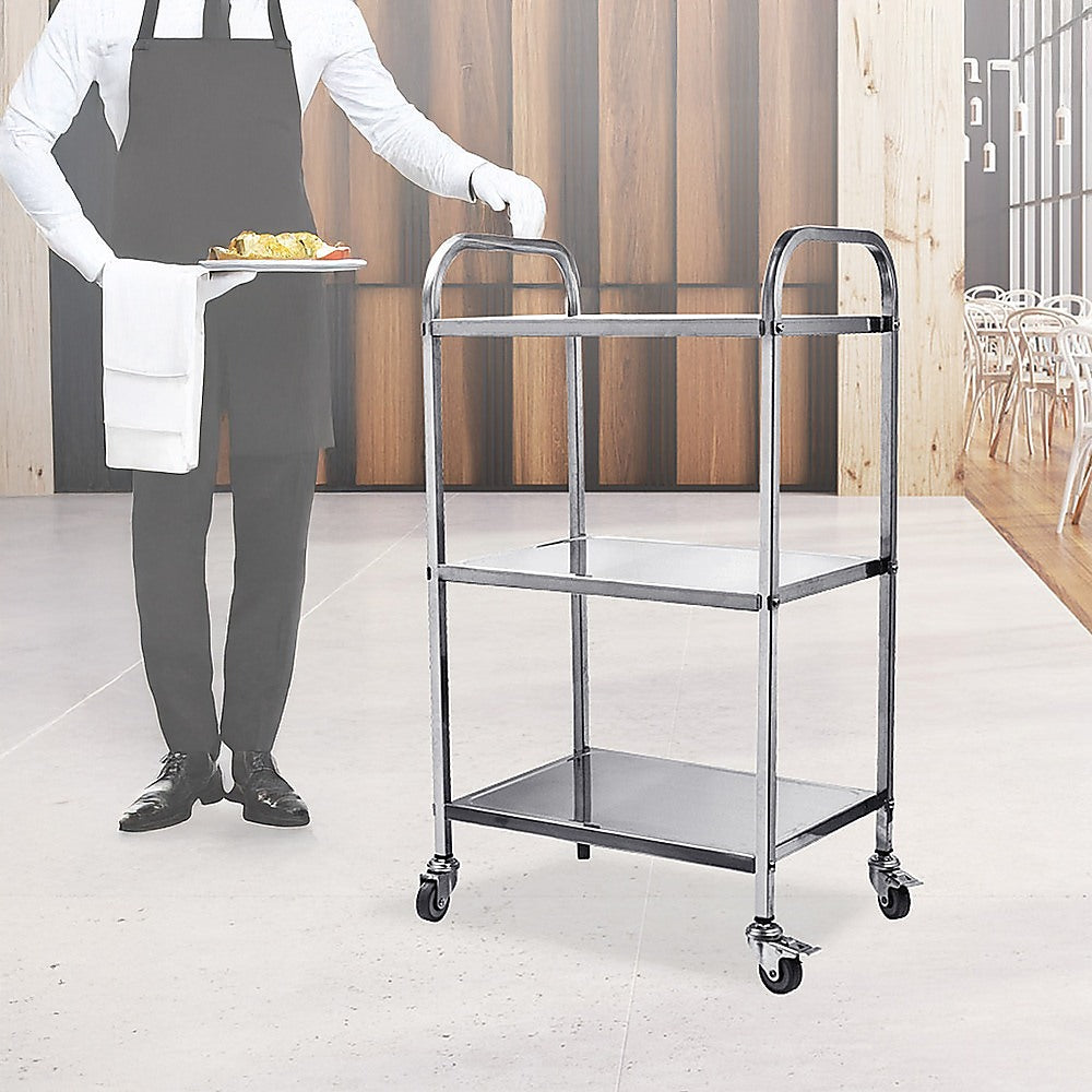 3-Tier Stainless Steel Kitchen Trolley Cart 130kg