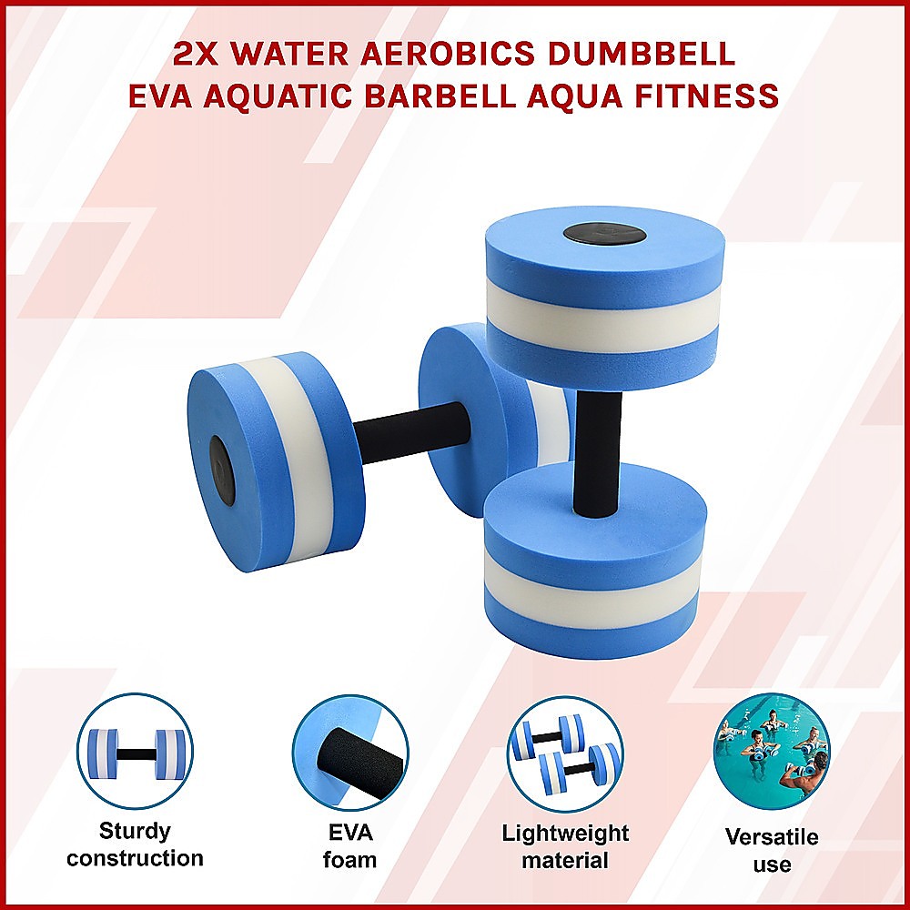 Water Aerobics Dumbbells EVA Foam Pair for Pool and Aquatic Fitness Blue