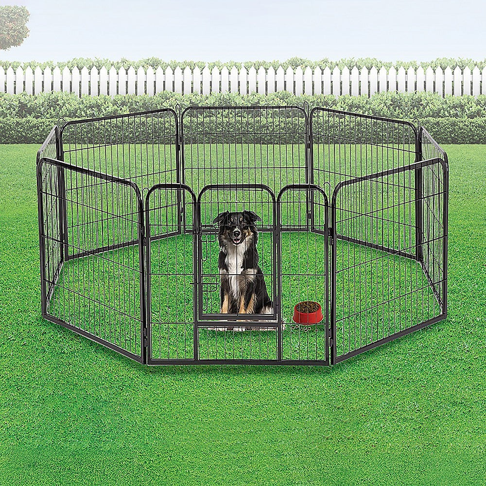 Randy Travis Machinery Dog Playpen 8 Panel Exercise Enclosure Black Steel